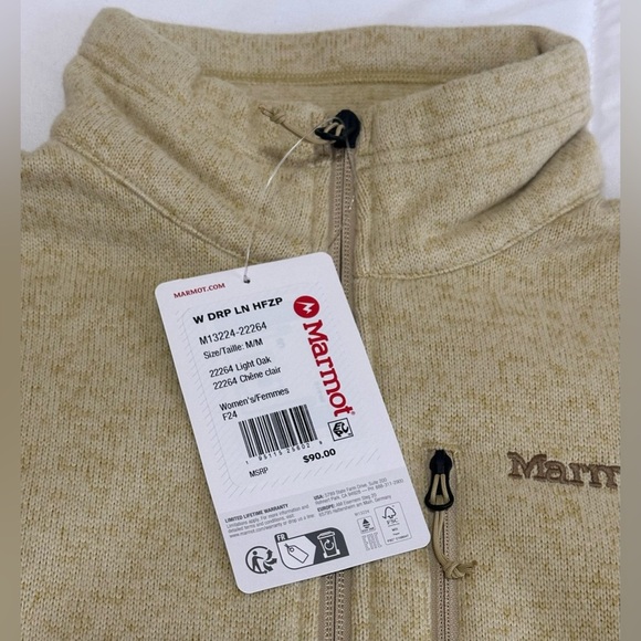 New Marmot Women's Drop Line Jacket in Light Oak Sz Medium Half Zip Sweater - Picture 4 of 6
